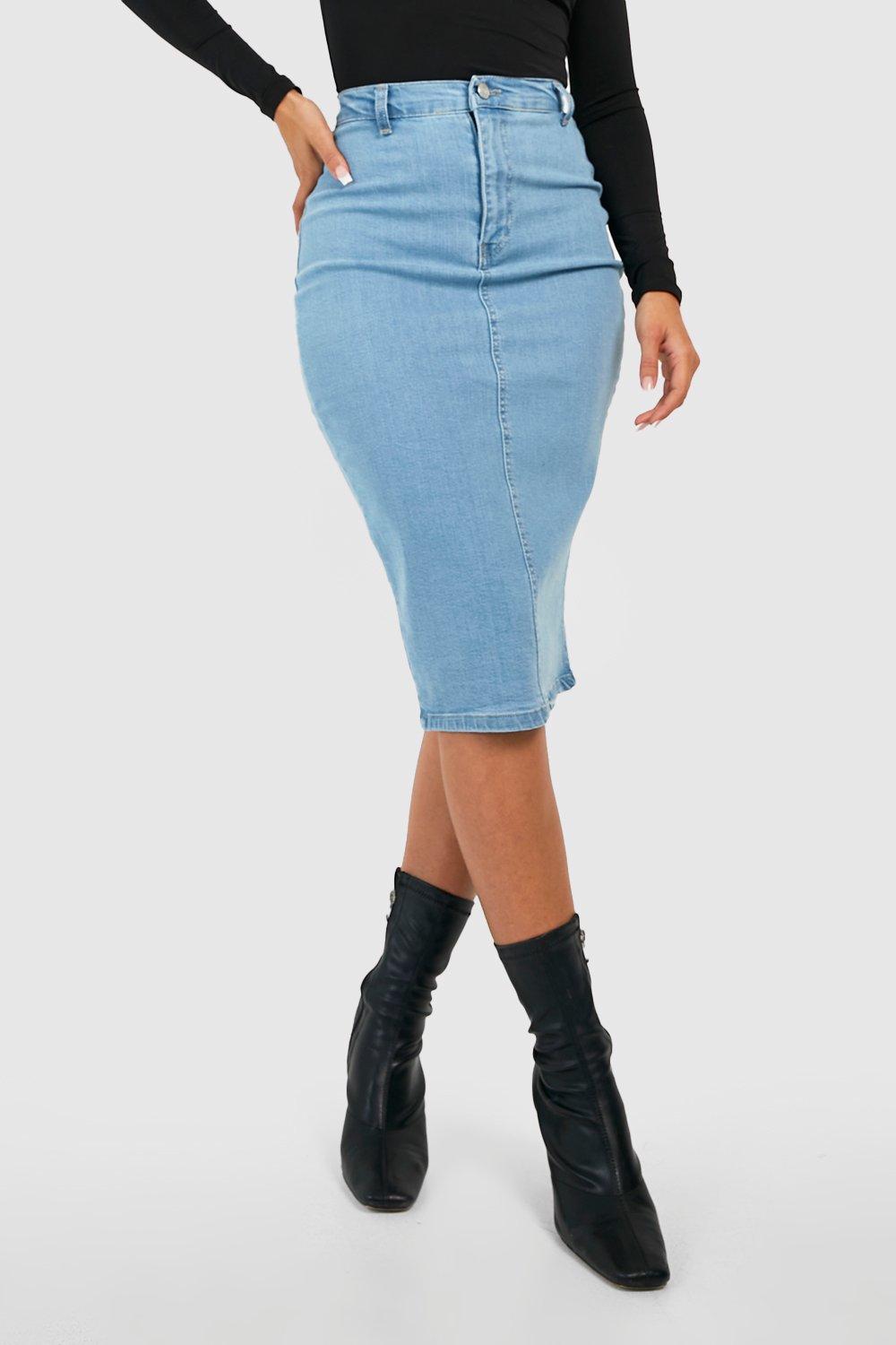 Denim pencil skirt outlet boohoo